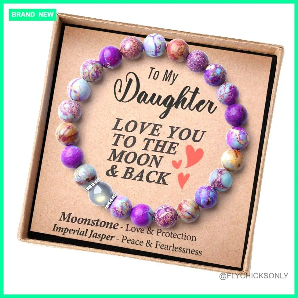 Stretch Crystal Bracelet Imperial Jasper Moonstone Gift for Girls Teens